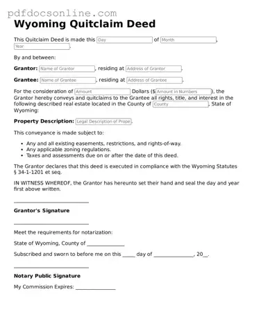 Attorney-Verified  Quitclaim Deed Form for Wyoming