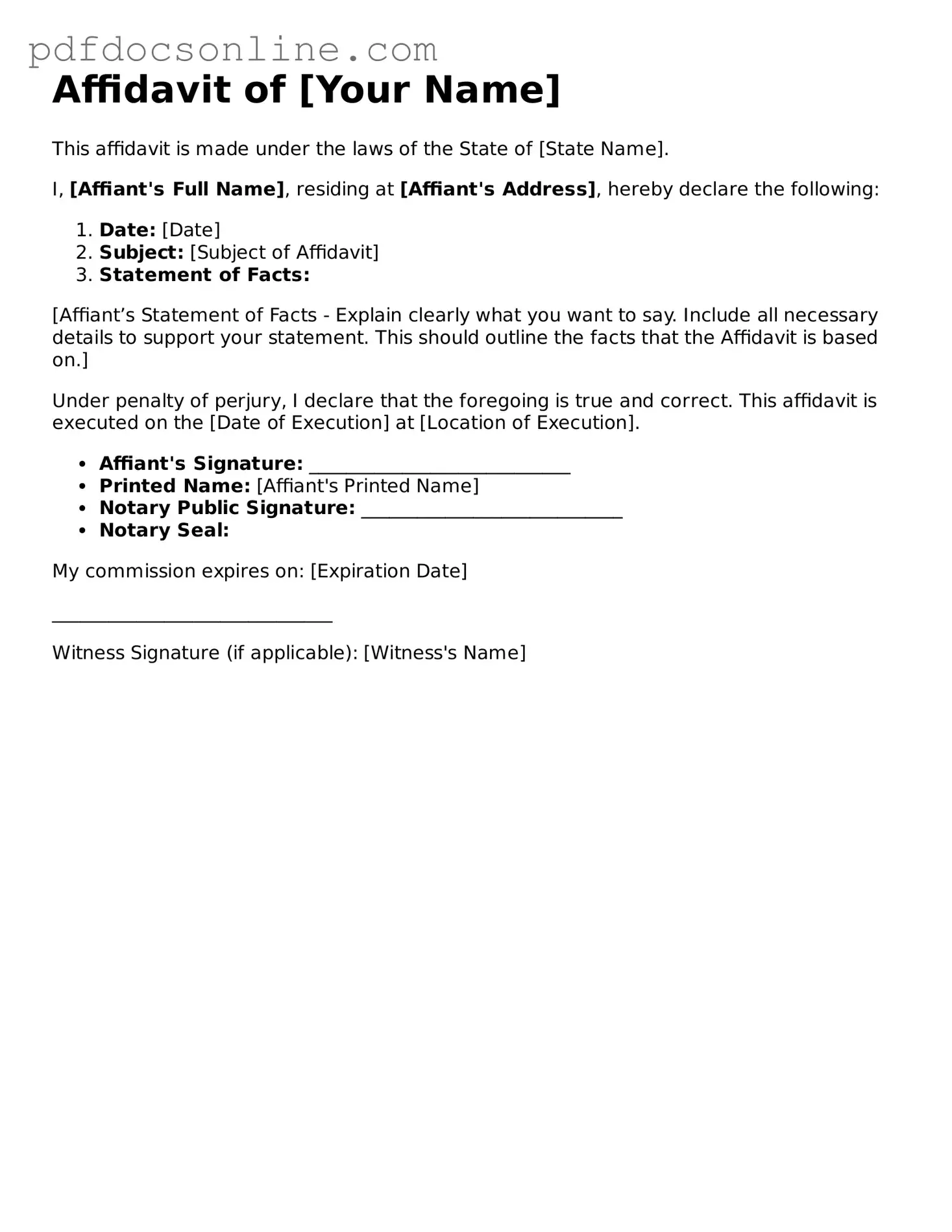 Free Affidavit Template