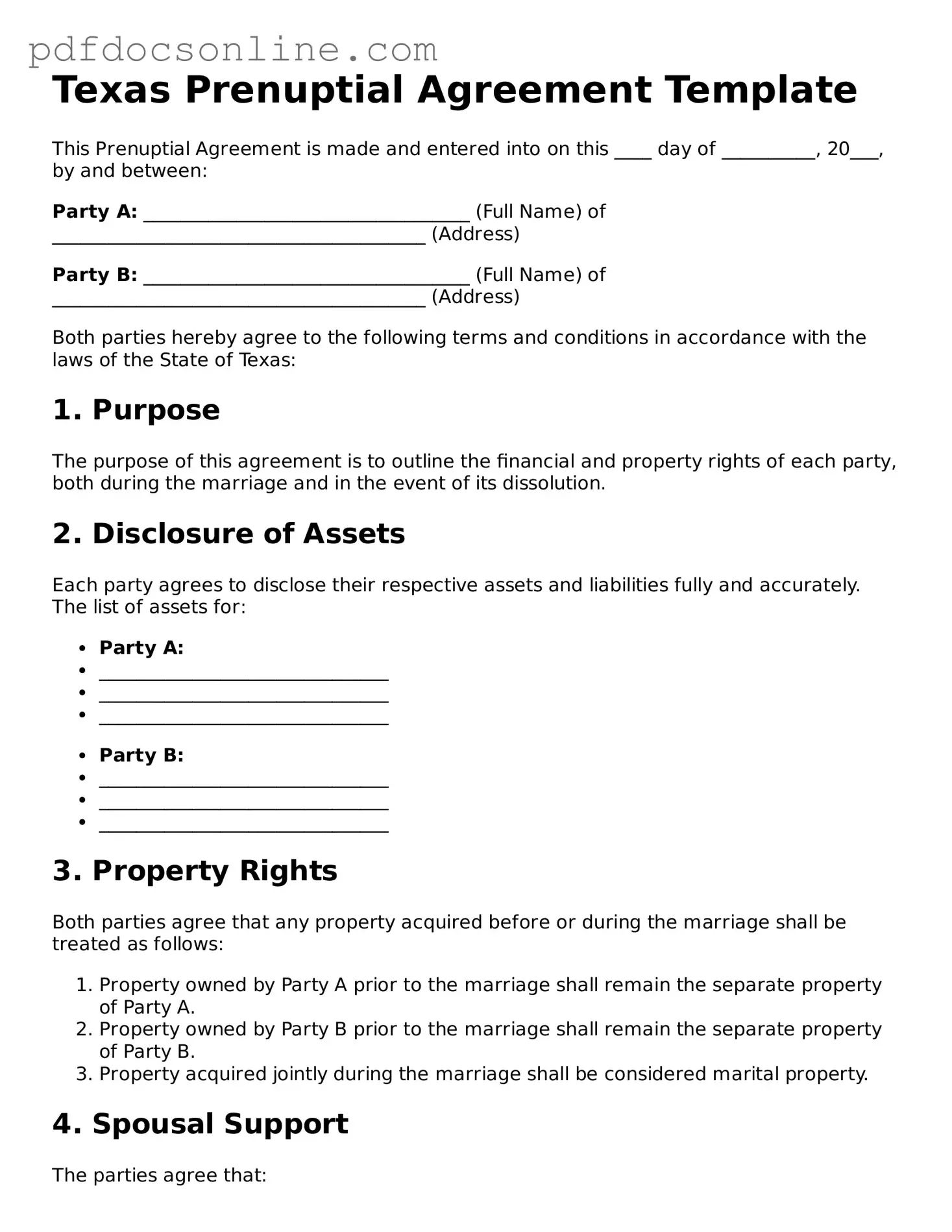 Attorney-Verified  Prenuptial Agreement Form for Texas