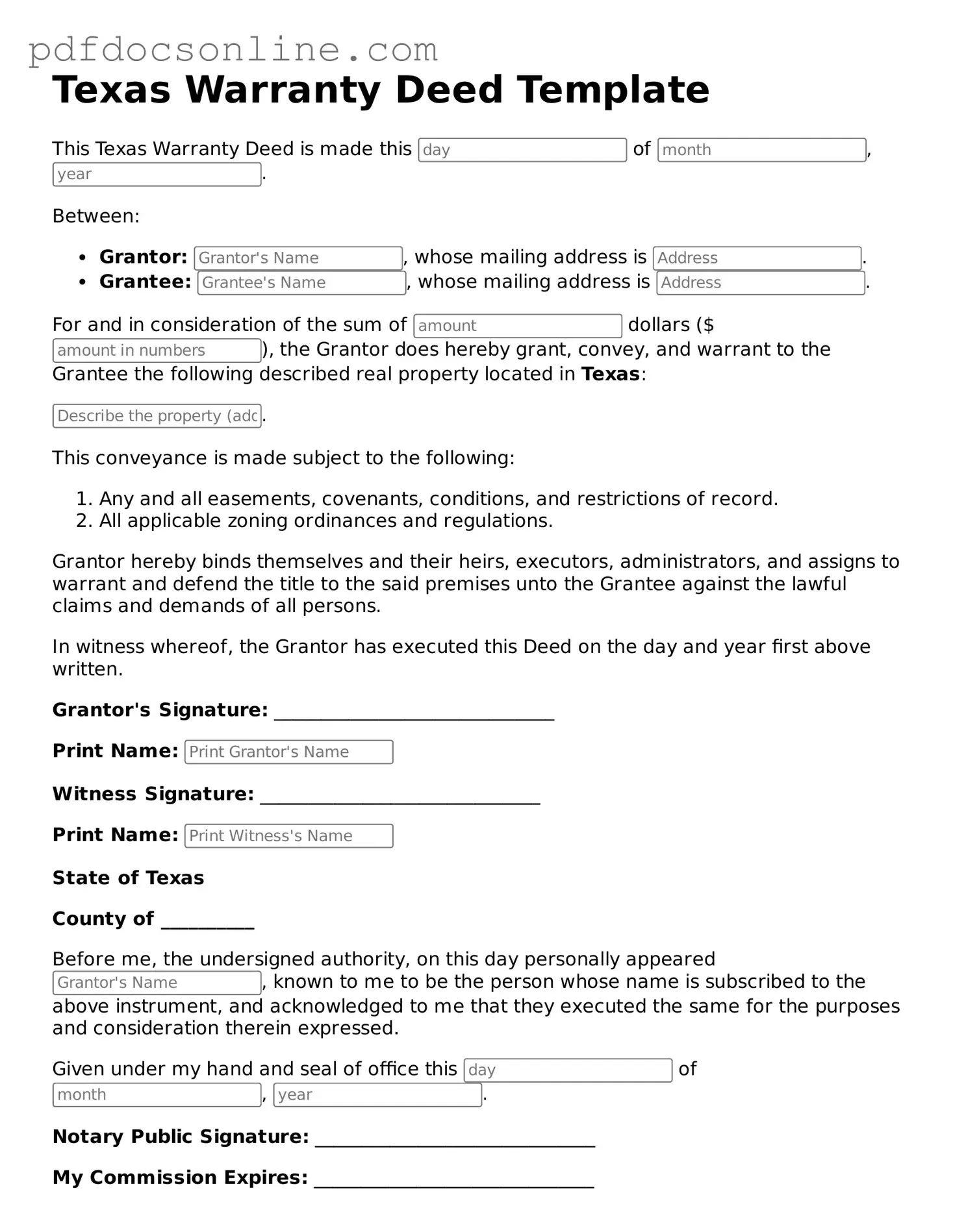Attorney-Verified  Deed Form for Texas