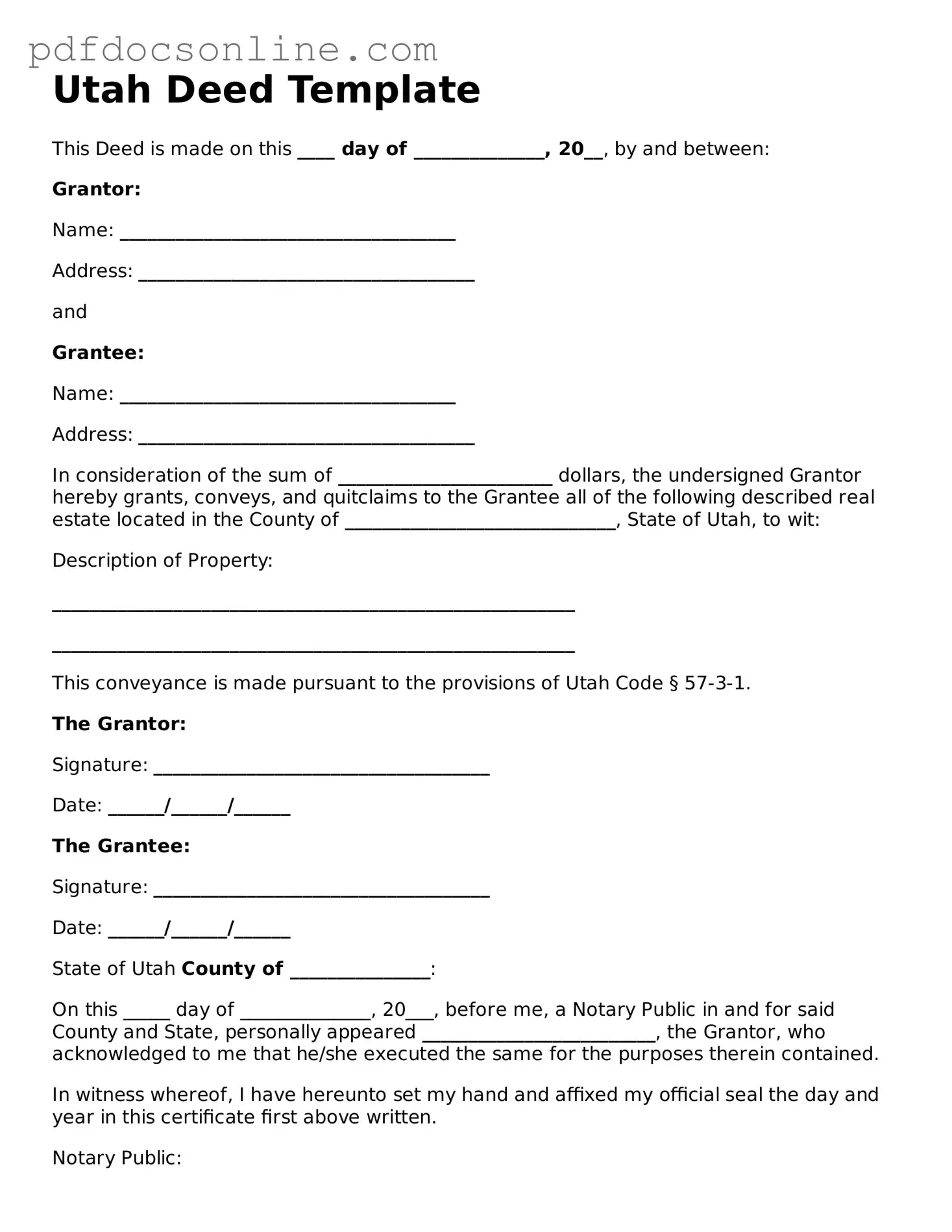 Attorney-Verified  Deed Form for Utah