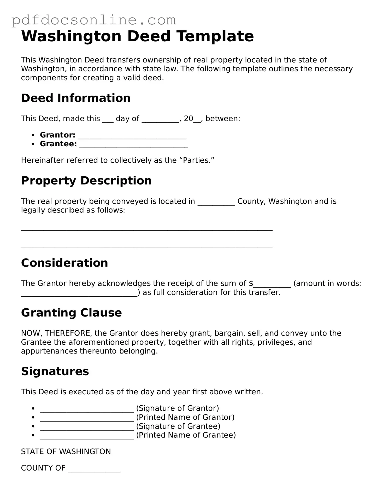 Attorney-Verified  Deed Form for Washington