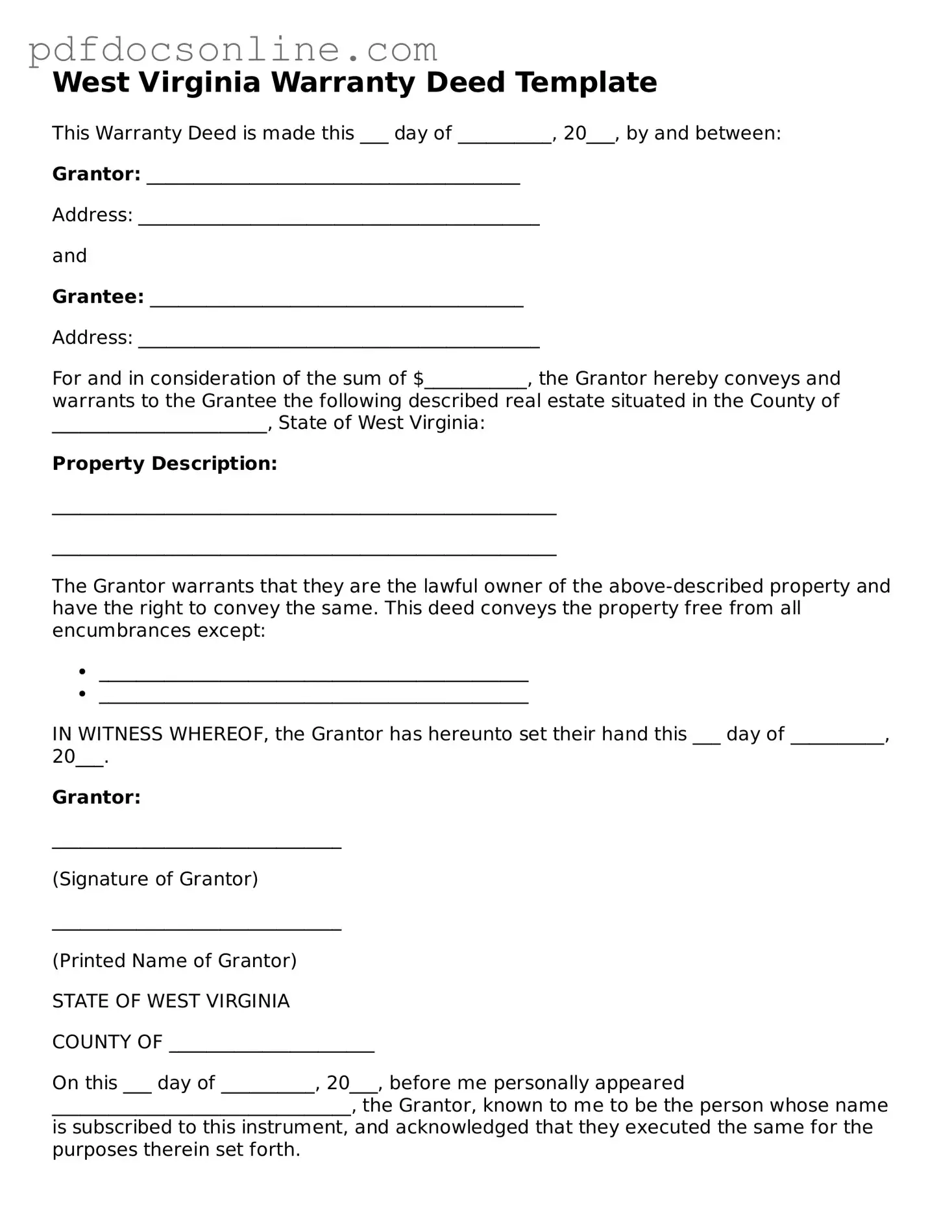 Attorney-Verified  Deed Form for West Virginia