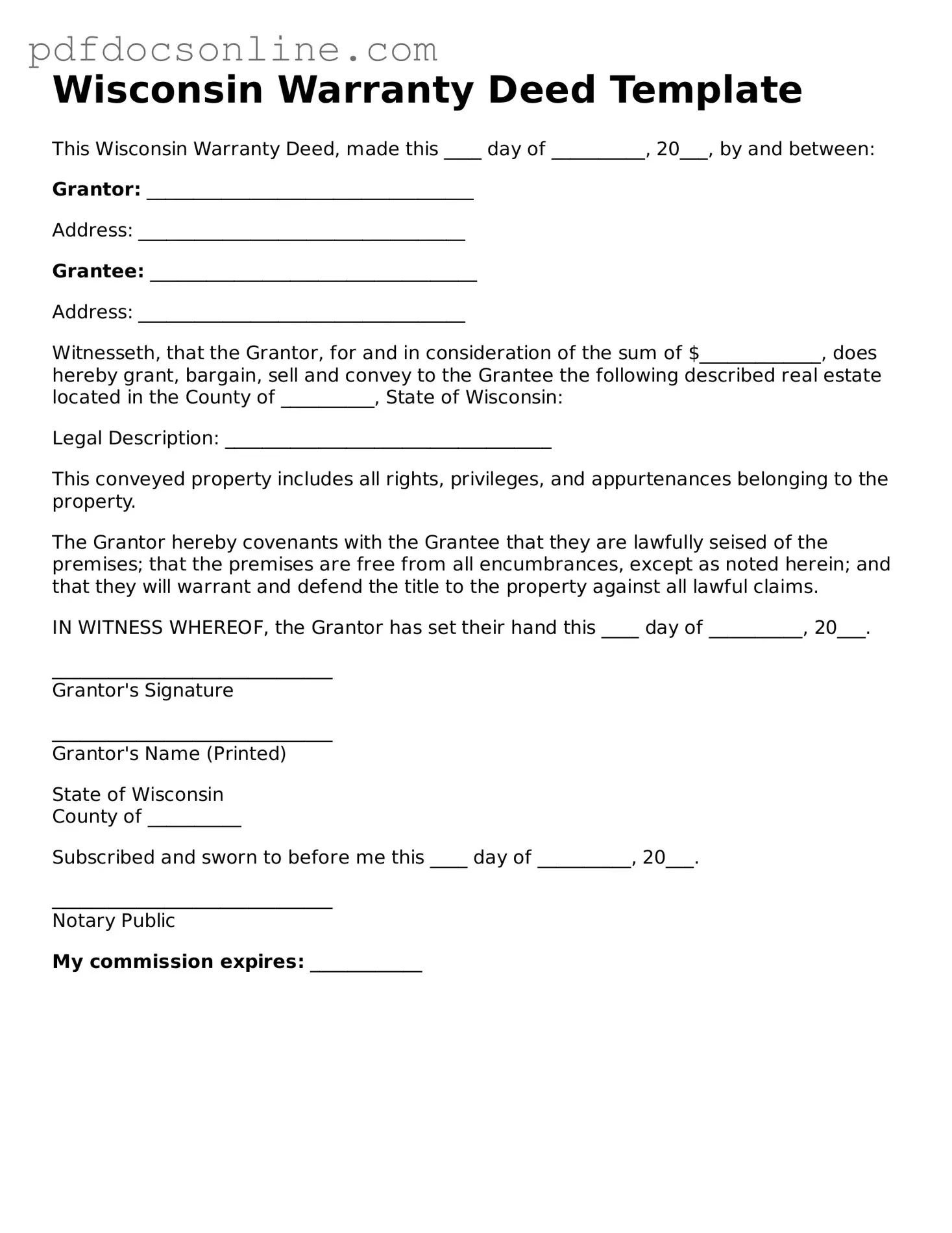 Attorney-Verified  Deed Form for Wisconsin