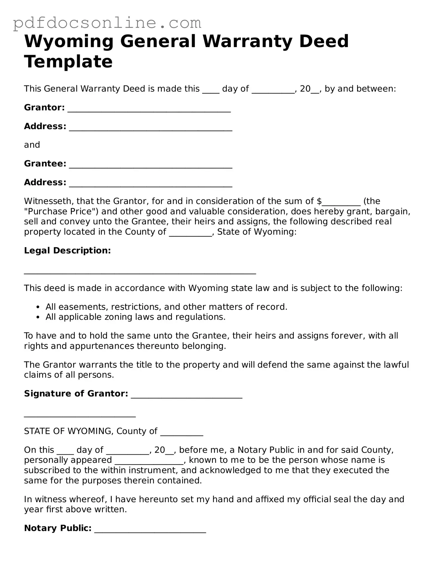 Attorney-Verified  Deed Form for Wyoming